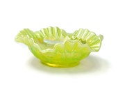 Vintage Art Glass Bowl in an Irridescent Yellow-Green Color