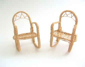 Miniature Rocking Chairs, Dollhouse Rocking Chairs, Wicker Rocking Chairs, Rocking Chairs, Miniature Wicker Furniture, Dollhouse Furniture