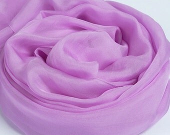 Light Purple Silk Scarf - Light Purple Mulberry Silk Chiffon Scarf - AS2014-10