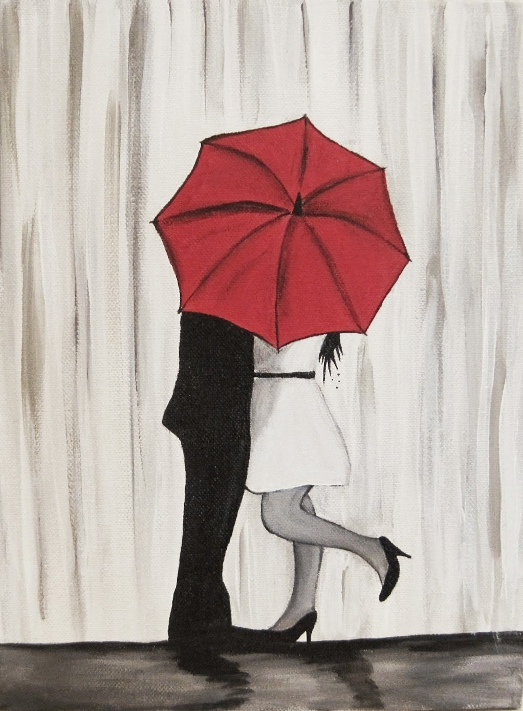 Original Couple in rain painting Couple kissing in by ArtbyRangrez