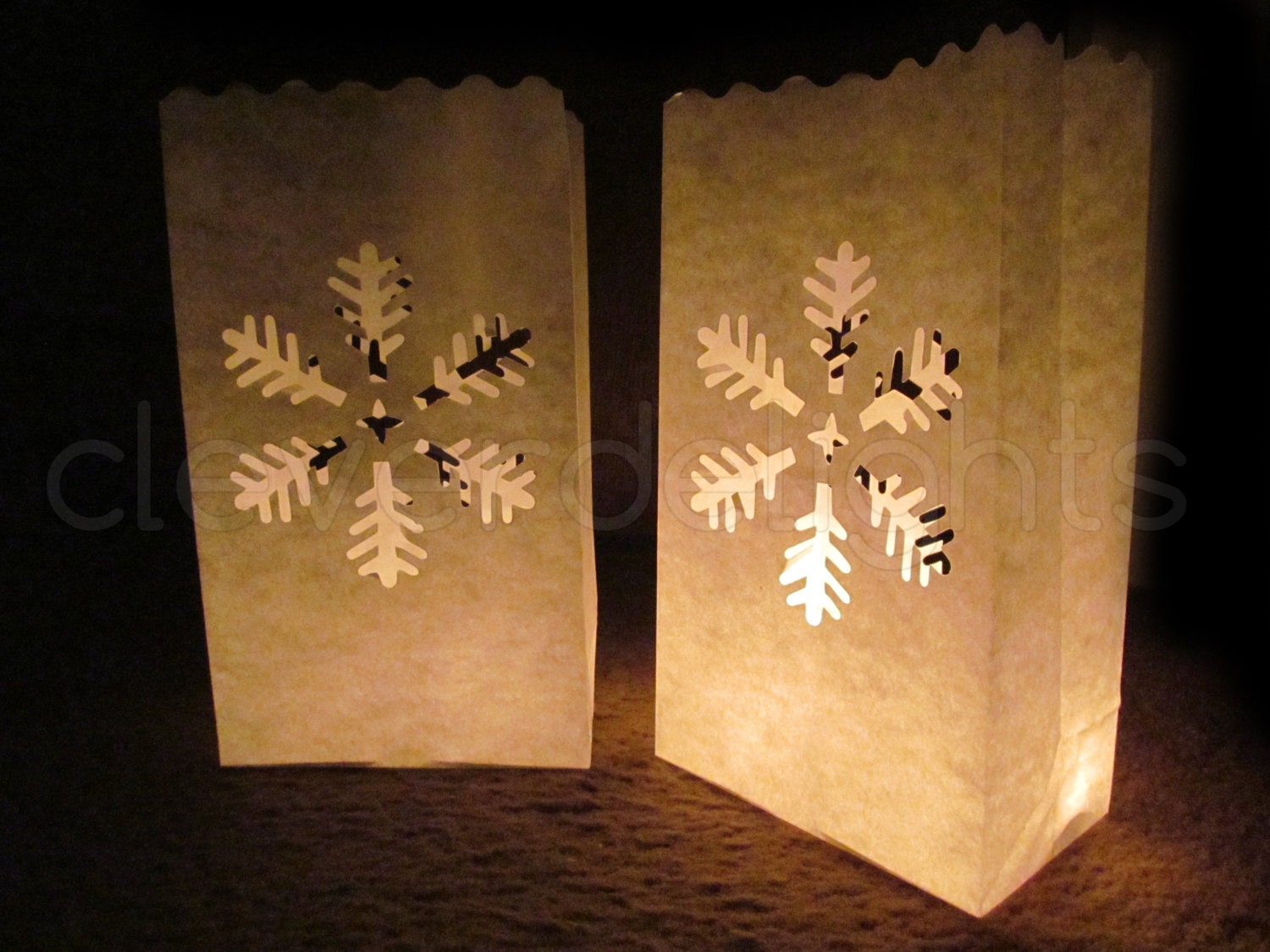20 White Luminary Bags Snowflake Design Christmas
