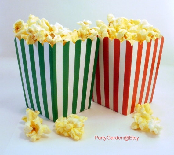 12 Christmas Mini Popcorn Box Set - Red Stripe and Green Stripe Il_570xn
