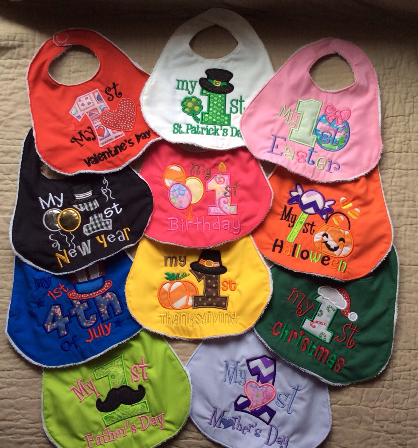 Handmade Baby Bib Set Baby's First Handmade Bib Set
