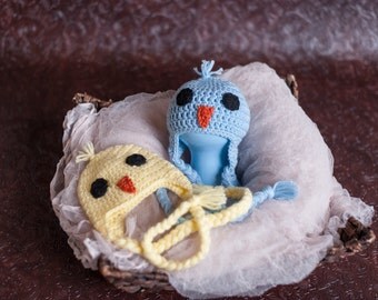 Crochet Chick/Baby Chicken Hat - Beanie with Ear Flaps - Photography Prop - Gift