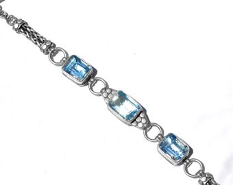 Blue Topaz Sterling Silver Bracelet