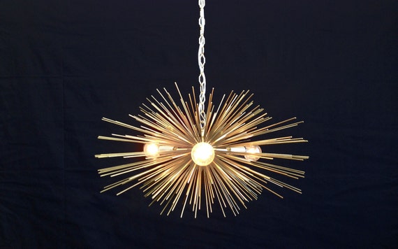 3-Bulb Gold Mini Urchin Chandelier