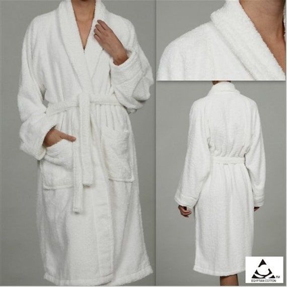 White Egyptian Cotton Robe Personalized Bathrobe by SeamsPersonal