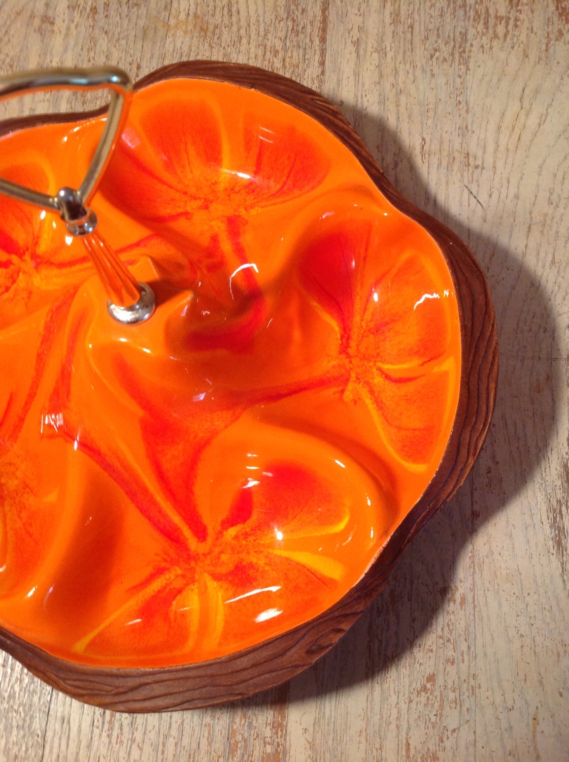 Vintage American Bisque Co. Sequoia Ware Divided Serving Dish Mid