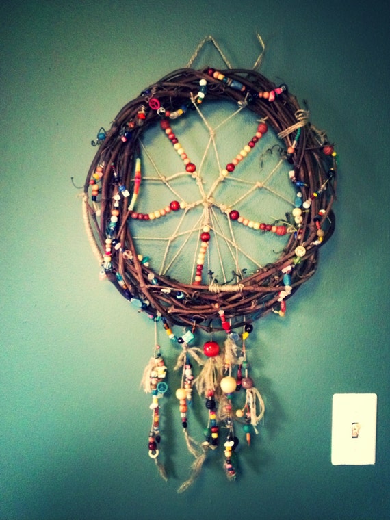 Dream catcher covered in Beads by InDustyClothing on Etsy