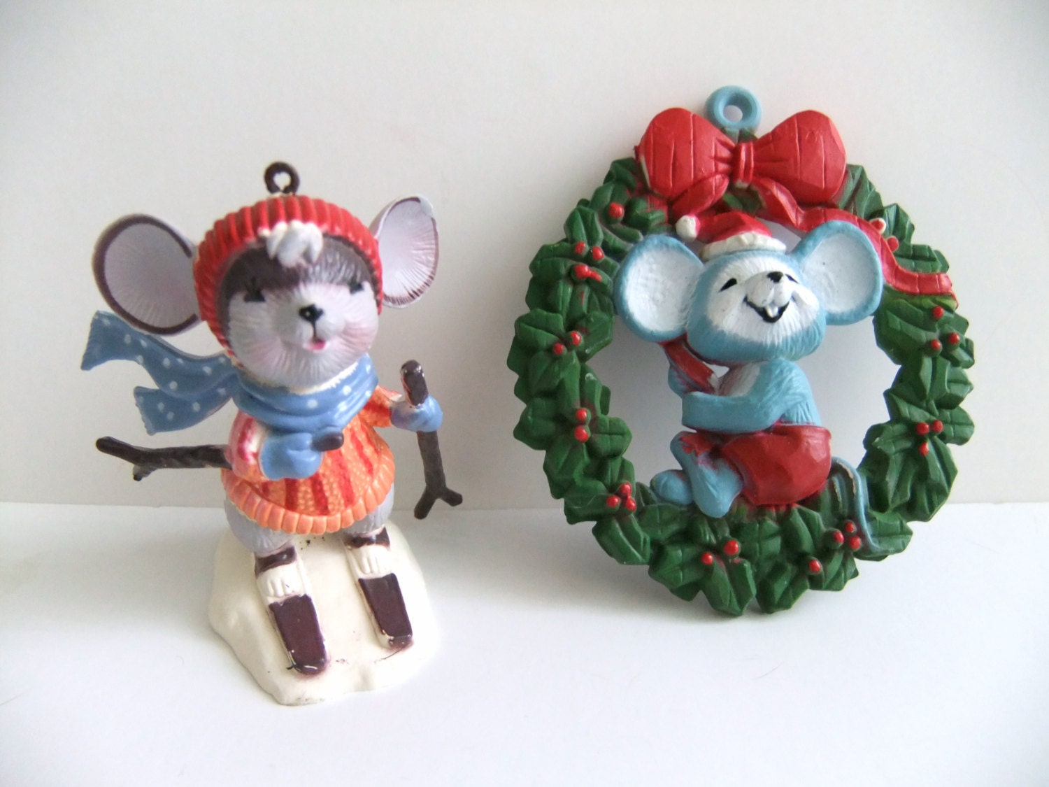 Christmas Mice Ornaments Vintage Christmas by VintageByJade