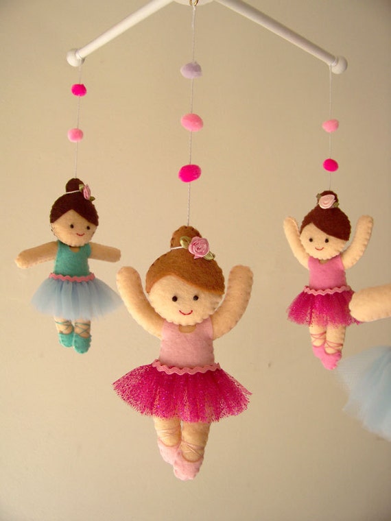 Baby crib mobile Ballerina mobile girls mobile felt mobile
