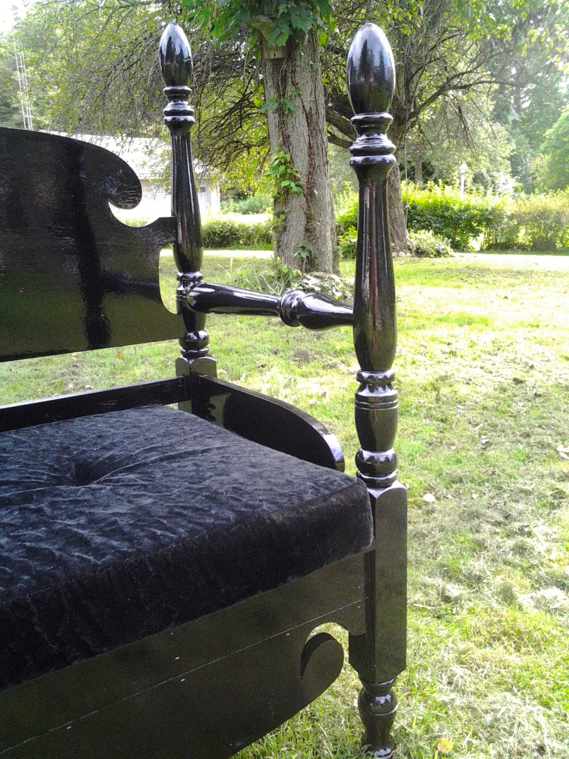 vintage headboard made into bench classic lines all black