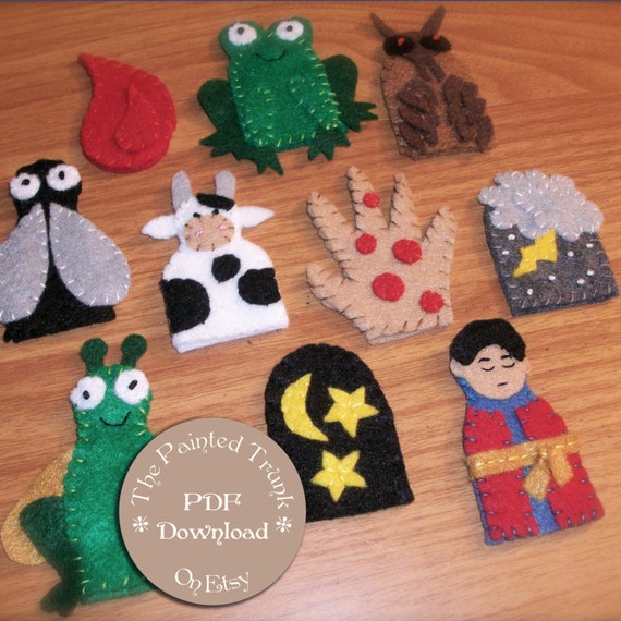 10 Plagues Finger Puppets for Passover Felt by ThePaintedTrunk
