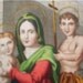 Hand Colored Italian Stipple Engraving Virgin Mary 1840