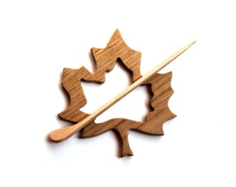 Maple-leaf -- Wood Shawl Pin Set