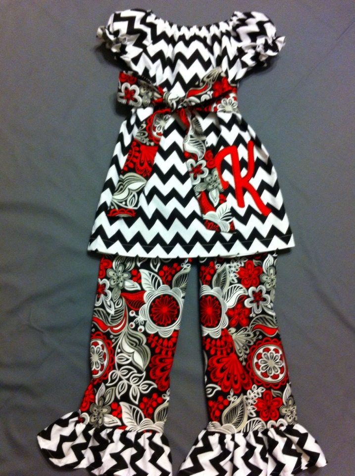 Babies/Toddlers/Girls Chevron Floral Peasant Pant by DitsyDaisyDoo