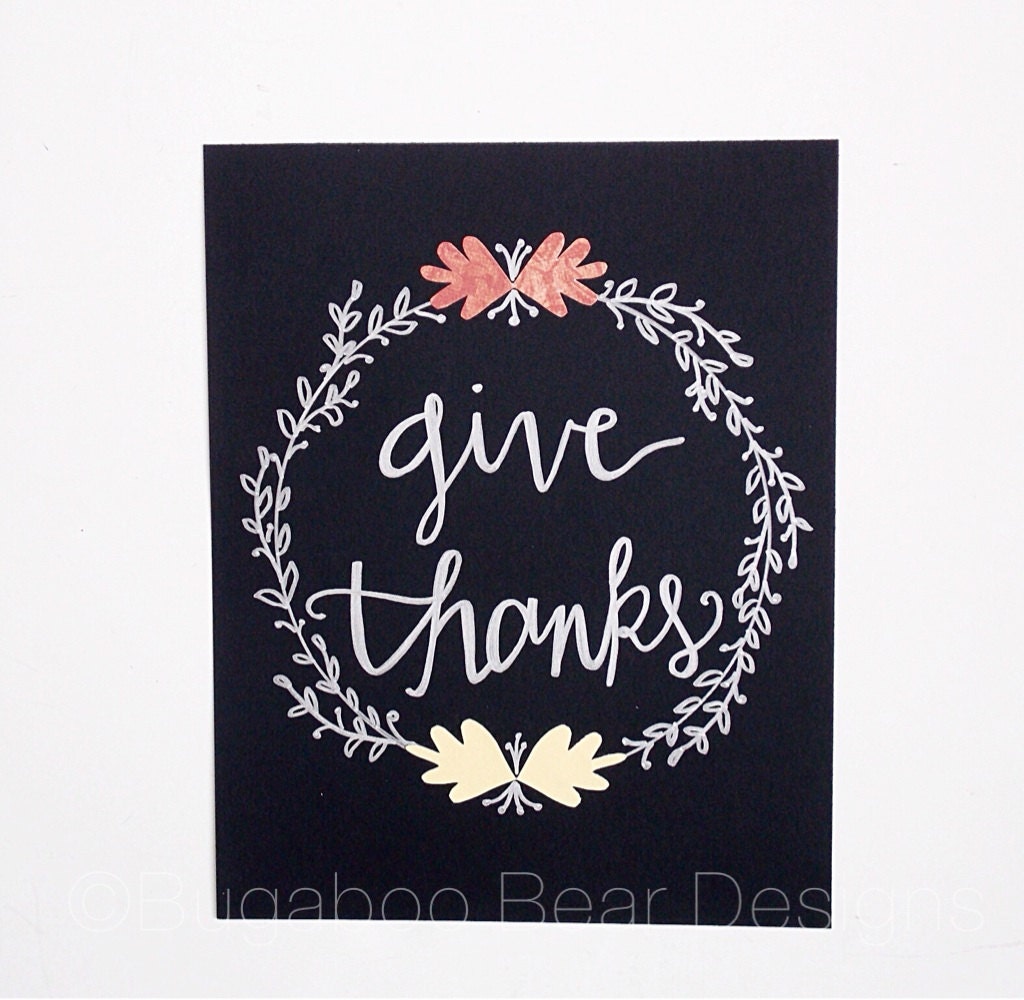 Give Thanks Wall Art Thanksgiving Wall Art Give by AmandaKammarada