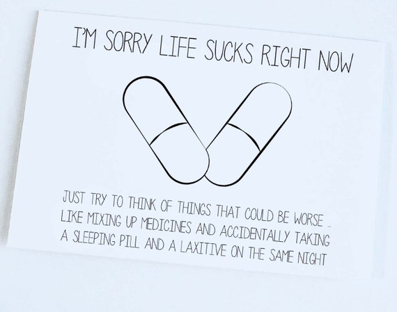 Sorry Life Sucks Funny Card Silly Card By Orangecricket On Etsy 