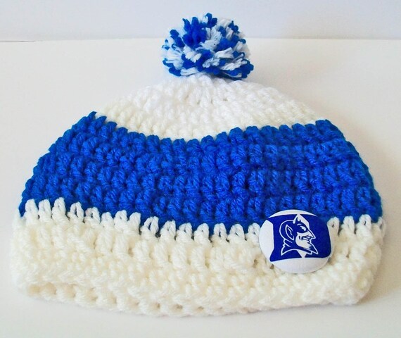 pom pom duke hat Blue and White Baby Childrens Crocheted Hat Duke and Inspired Pom Pom pom pom duke hat Blue and White Baby Childrens Crocheted Hat Duke and Inspired Pom Pom