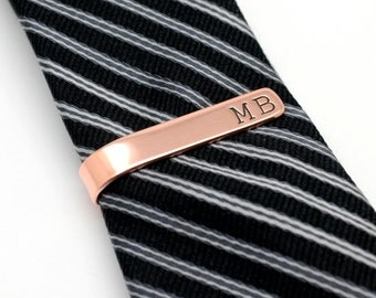 Copper Personalized Tie Clip - Custom Tie Clip - Monogram Tie Clip -Engraved Tie Bar - Gift for Men - Groomsmen Gift - Wedding Accessory
