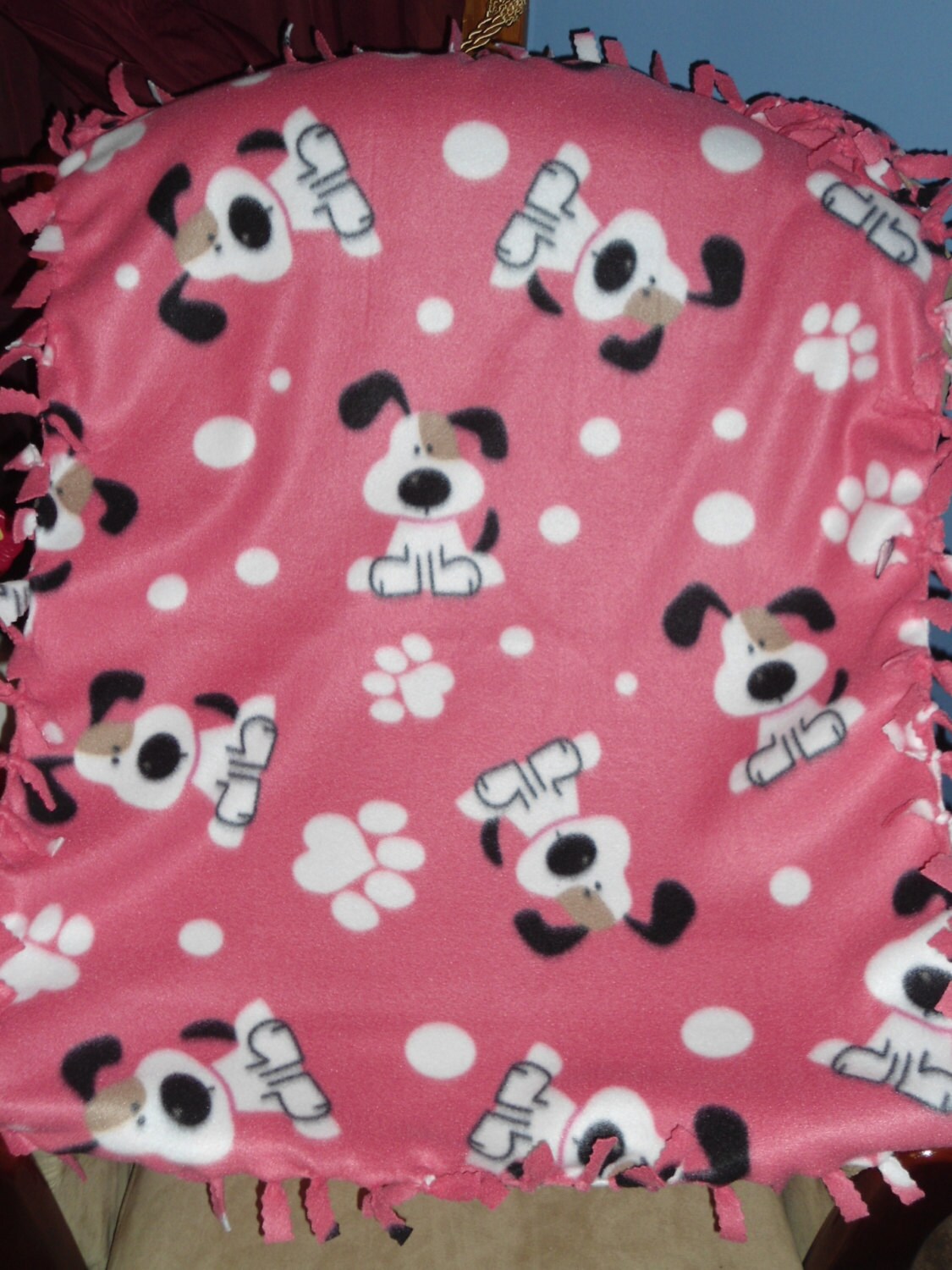 Pink Puppies Fleece Dog Chew Blanket Dog by PamperedPupsBakery
