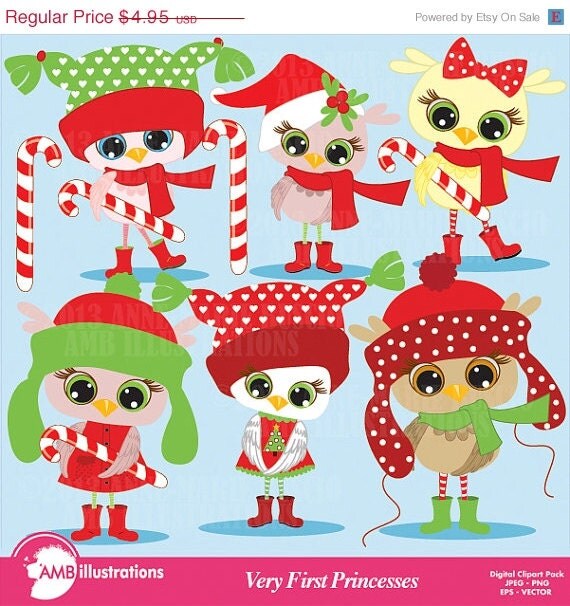 80% OFF Holiday Christmas Owls for clipart and card design, vector graphics, digital clipart, instant download AMB-352 Il_570xn