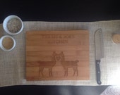 Wedding Day Present: Personalized Cutting board for you and your sweetie! LLAMA LLOVE, Llamas kissing