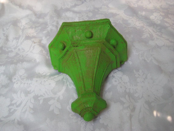 Lime green sconce wall shelf edwardian shabby cottage chic