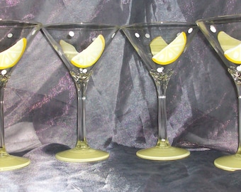 12 oz. Hand painted Martini Glasses, set of 4