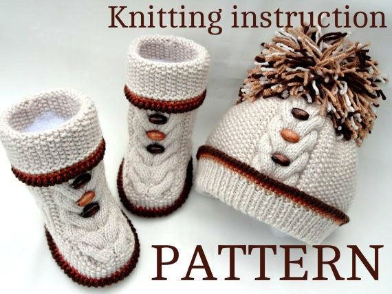 P A T T E R N  Knitting Baby Set Baby Shoes Knitted Baby Hat Pattern Baby Booties Baby Boy Baby Girl Pattern ( PDF file )