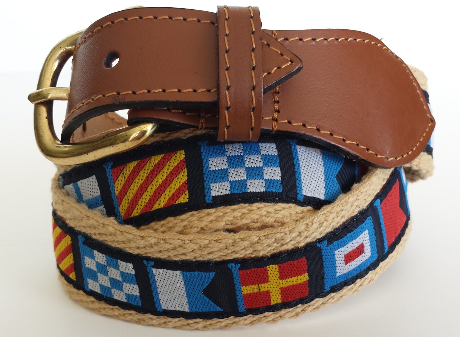 NAUTICAL BELT Beige Cotton bing Belt. Nautical by SEMPERMARE