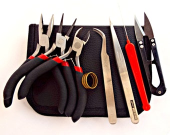 8 Pc Tool Kit, Plier Tool Kit, Jewelry Plier Set, Set of 3 Pliers, Jewelry Making Kit Tool Set, Canvas Plier Case Set of 8 Tools, UK Seller
