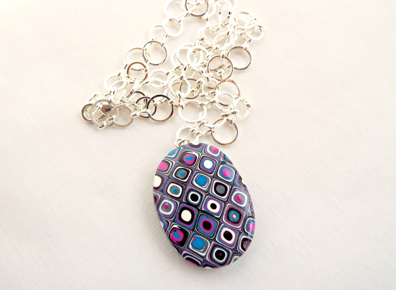 Millefiori Necklace Polymer Clay Jewelry Fimo by GlitteramaCrafts