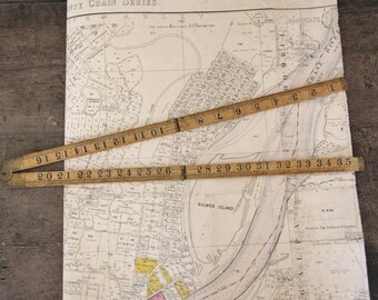 Vintage Rabone Boxwood Brass Ruler Woodworking Building 