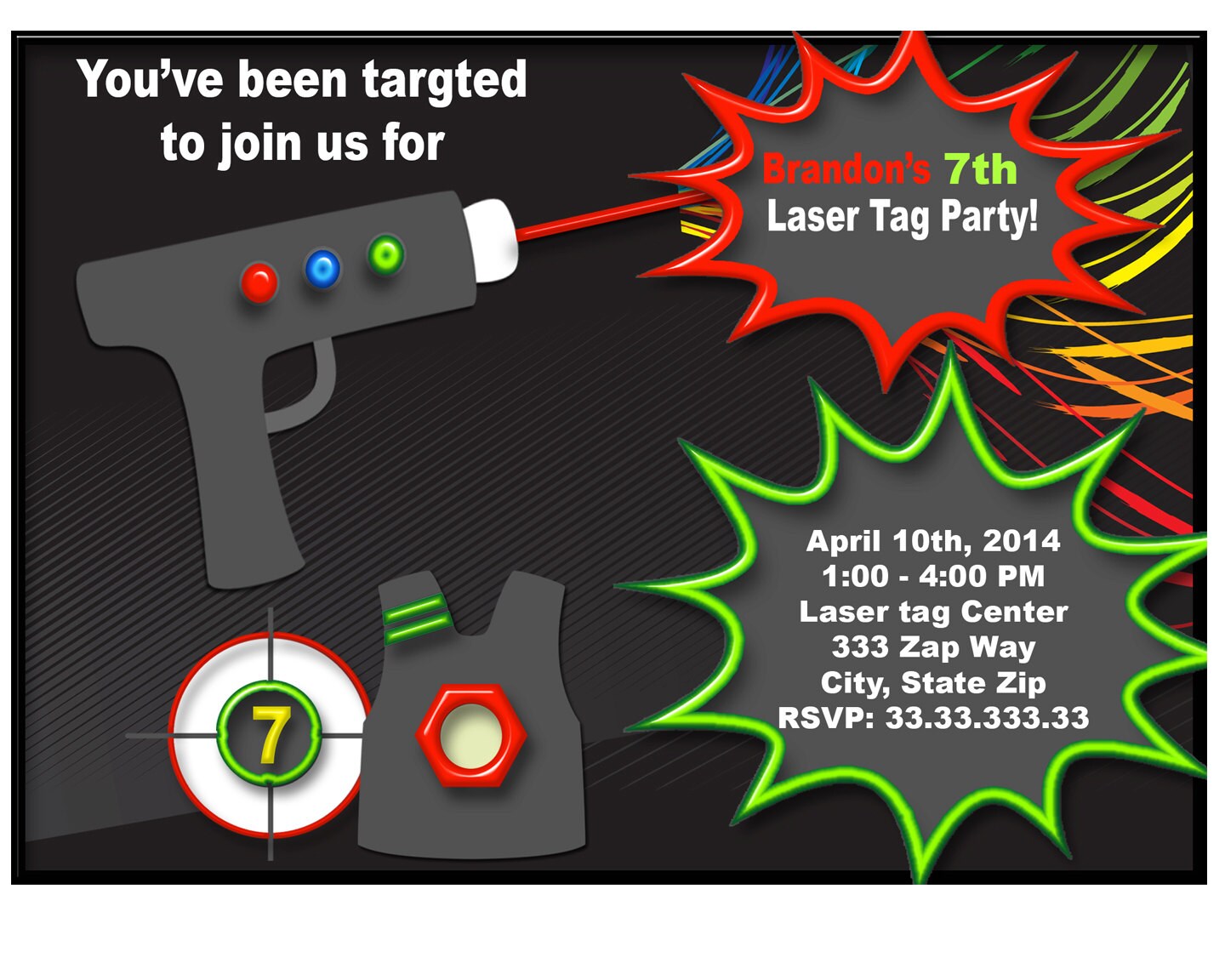 Laser Tag Birthday Invitations Laser Tag invitation laser