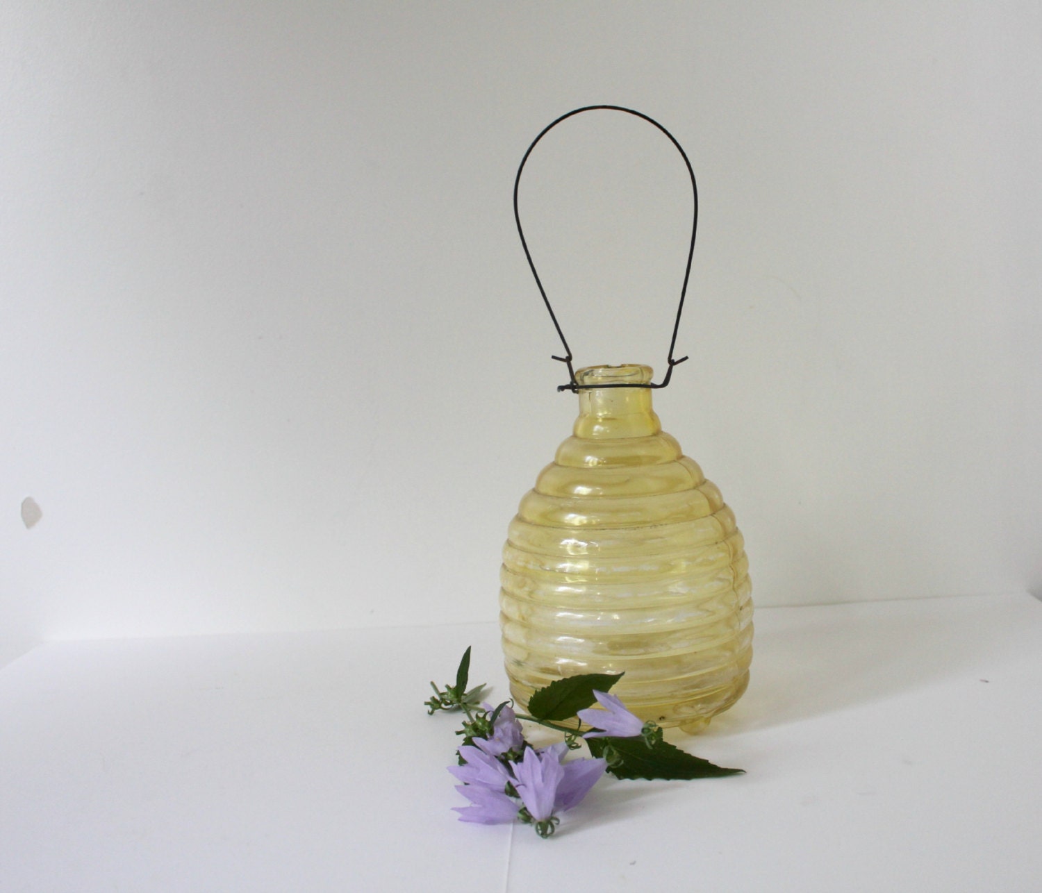 Antique glass wasp trap beehive shaped fly catcher by MossAndBerry