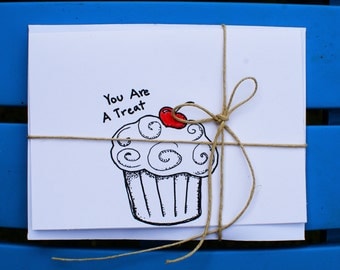 Greeting cards, Handmade Cards, hand drawn cards,just because, i love you, thank you card,blank cards,every occation,cupcake
