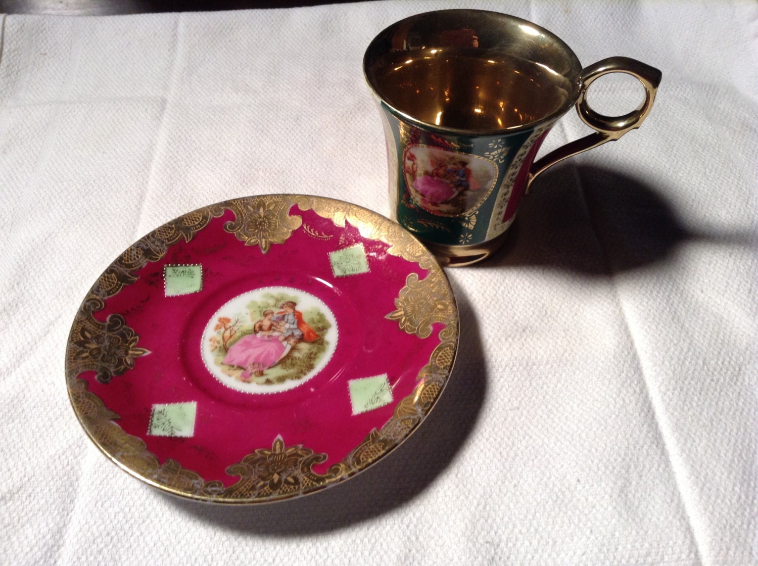 Vintage Teacup And Saucer Victorian Renaissance Demitasse Tea Cup And