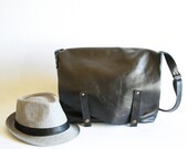 Black Leather Messenger Bag, Big Leather Messenger Bag, Crossbody Bag, Handbag, Shoulder Bag, For Men, For Women, Adjustable Strap Bag