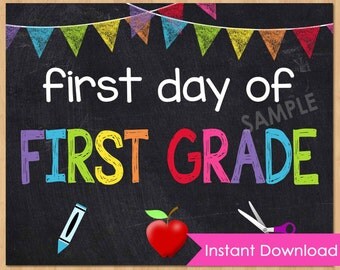 First Day of School Sign First Day of First Grade Sign 1st