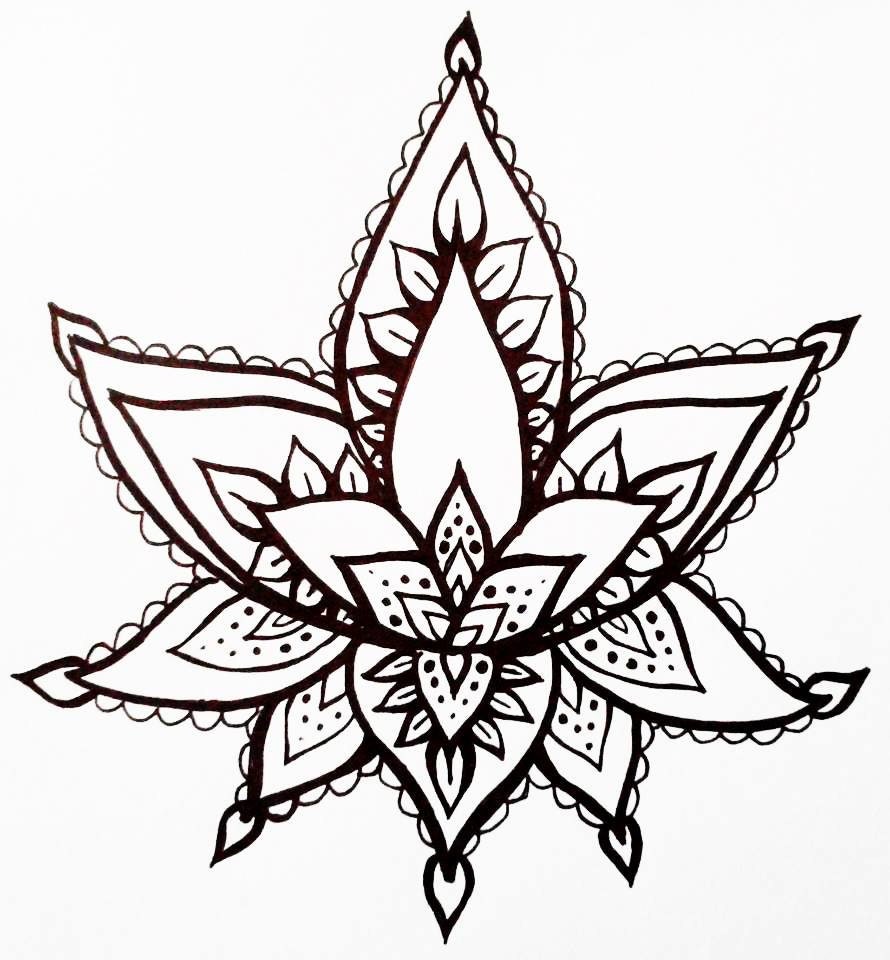  Lotus  Flower  Temporary Tattoo Hand Drawn Henna  Style