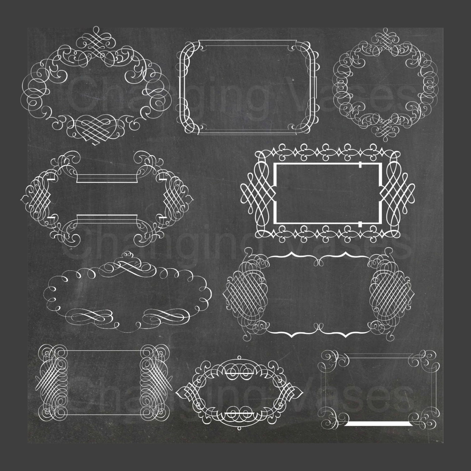 Digital Chalkboard Frames Borders Decorative by ChangingVases