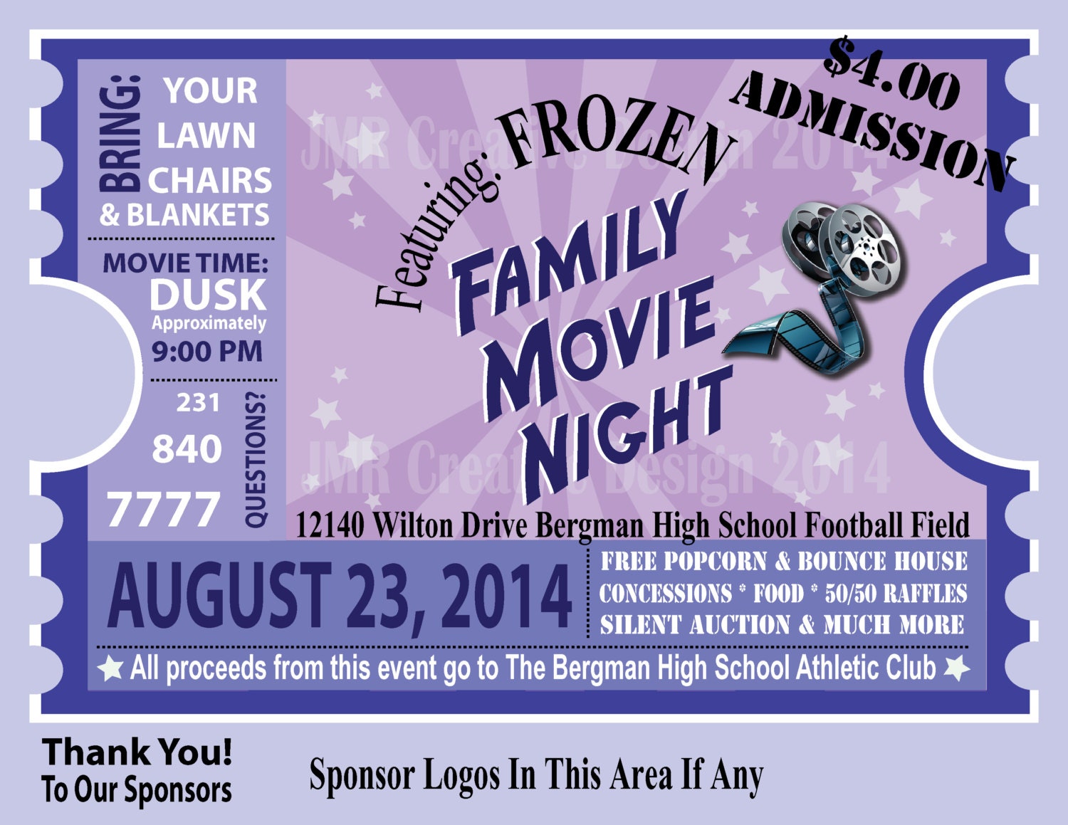 Event Flyer / Family Movie Night Fundraiser by JMRCreativeDesign