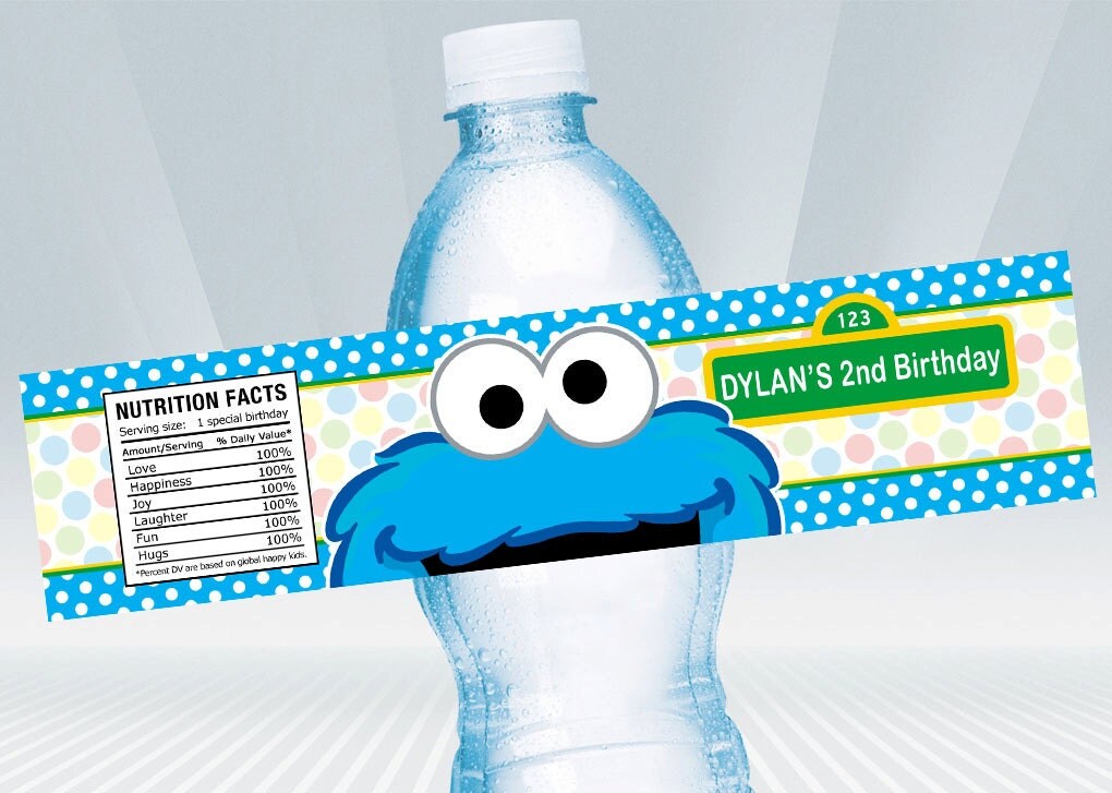 Cookie Monster Water Bottle Label