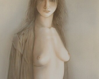 Vintage fine art - Georges Mazilu - "Femme Nue" hand signed and numbered 203/300, size: 22 x 29.5 inch' // 56 x 75 cm'