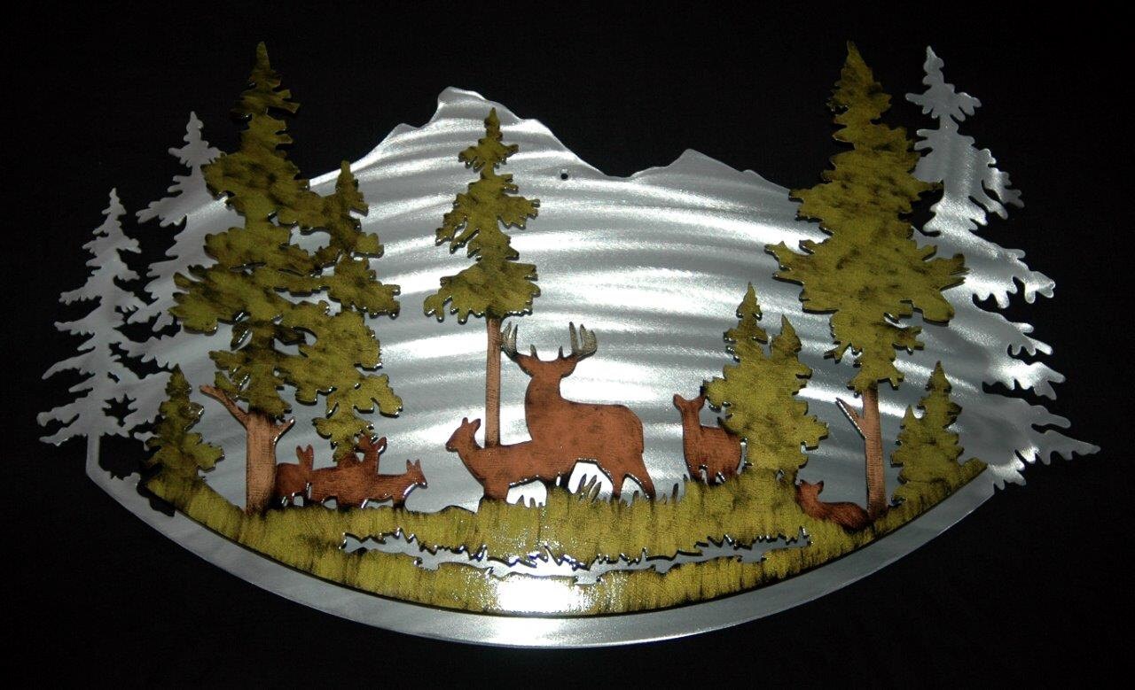 Deer Metal Art Wall Decor Cabin Art Hunting Art Nature Decor