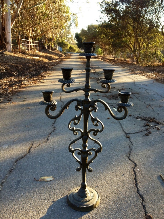 BOLD Vintage Wrought Iron Gothic Medieval Candle by TheGalwayGirrl