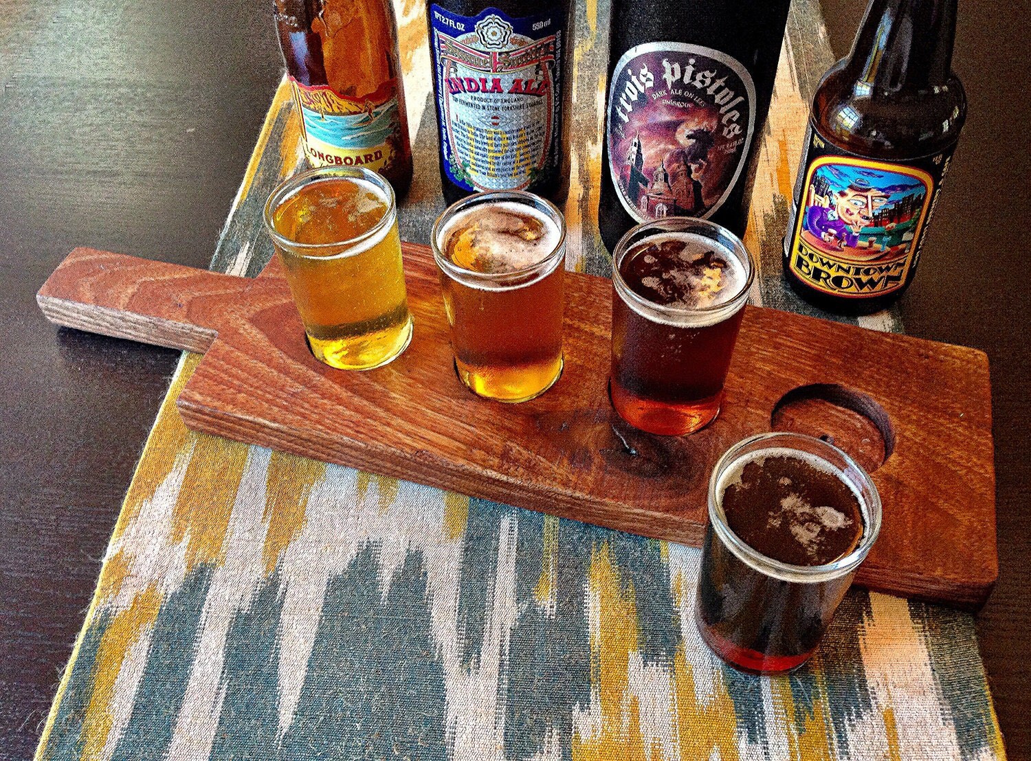 Beer Flight Tasting Board with 4 Glasses by GRAINHAUS on Etsy