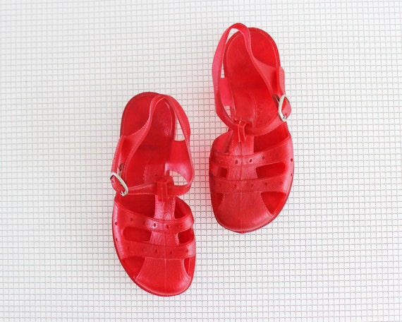 Vintage Red Jellies/ 80s Children Jelly by PaintYourWagonShop