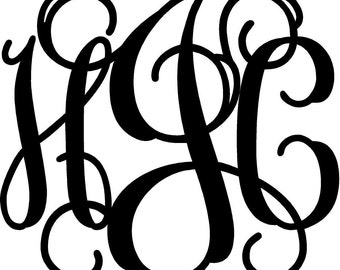 Monogram Wall Decal 23" tall x 26-30" wide depending on monogram